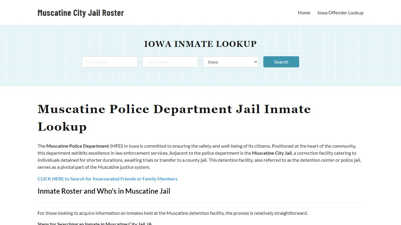 Muscatine Police Department & City Jail, IA Inmate Roster, Arrests ...